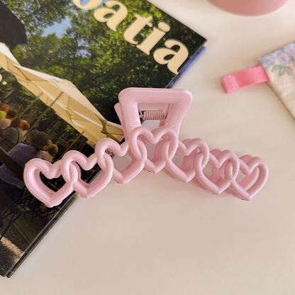 Pink Heart Chain Hair Clip