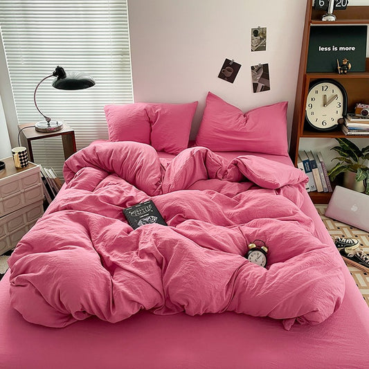 Pink Soft Wash Cotton 4-Piece Bedding Sets