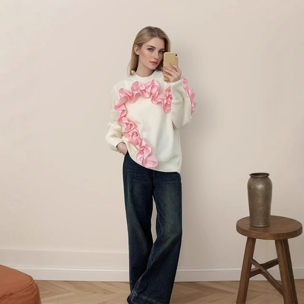 Ruffled Heart Sweater