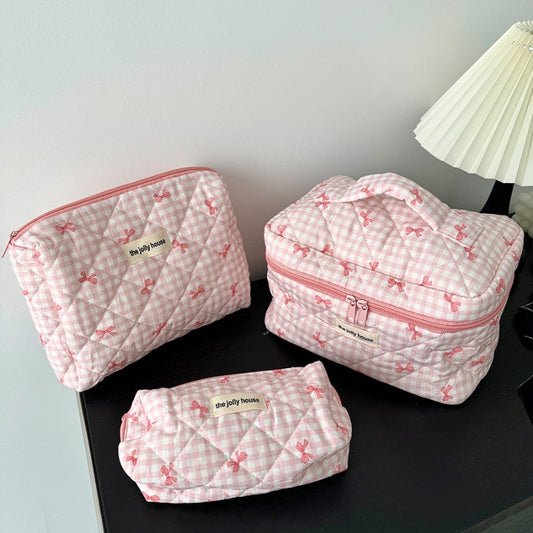 Plaid Bow Cosmetic Bag