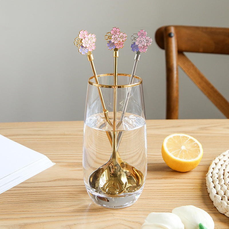 Cherry Blossom Coffee Spoon with Long Handle