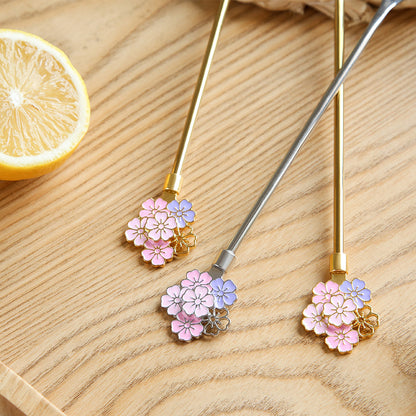 Cherry Blossom Coffee Spoon with Long Handle