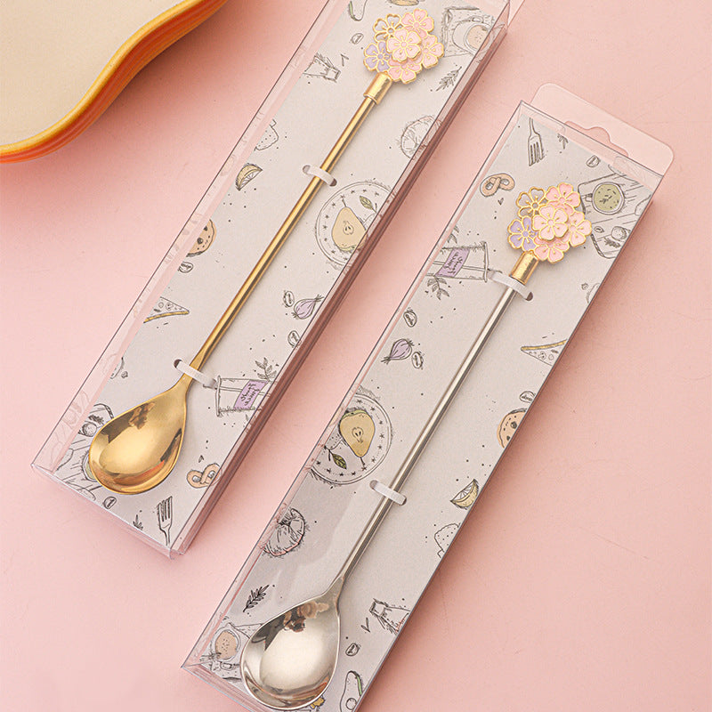 Cherry Blossom Coffee Spoon with Long Handle