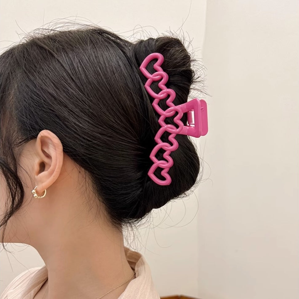 Pink Heart Chain Hair Clip