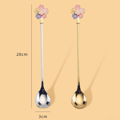 Cherry Blossom Coffee Spoon with Long Handle