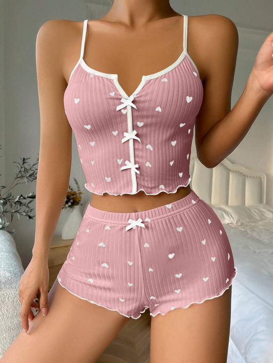 Pink Sweetheart Suspender Pajama Set