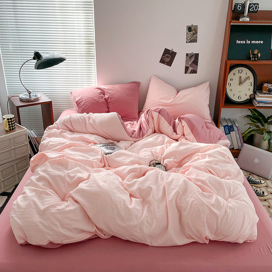 Pink Soft Wash Cotton 4-Piece Bedding Sets